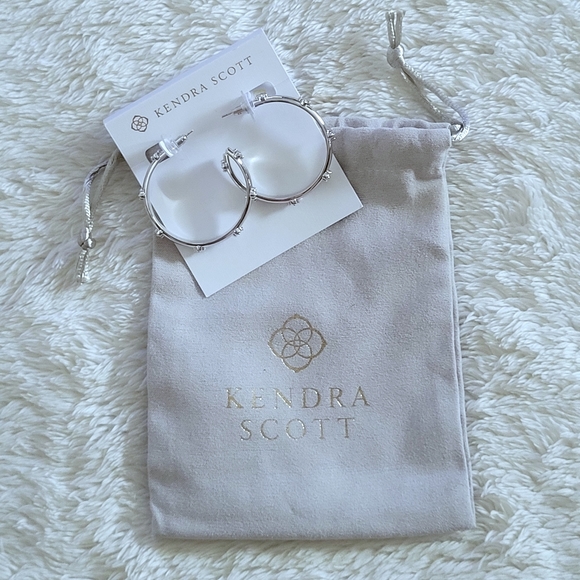 Kendra Scott "Joelle" Silver🤍 Hoop Earrings With White Crystals💎 - Picture 3 of 16